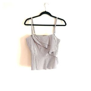 Aqua Striped Cotton Peplum Camisole Black White